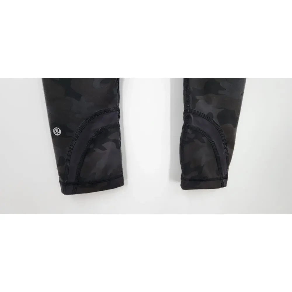 Lululemon Run Inspire Crop II Size 4 All Luxtreme Savasana Camo Black‎ Mesh